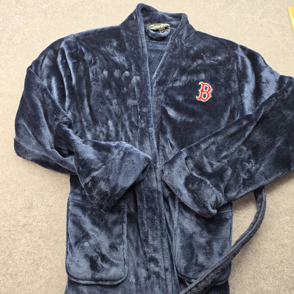 Northwest Boston Red Sox Mens Navy Blue Plush Fleece Robe L/XL MLB Loungewear